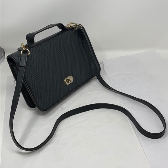 Mark Cross Gray Black Coated Logo Canvas Bag - Picture 1 of 12